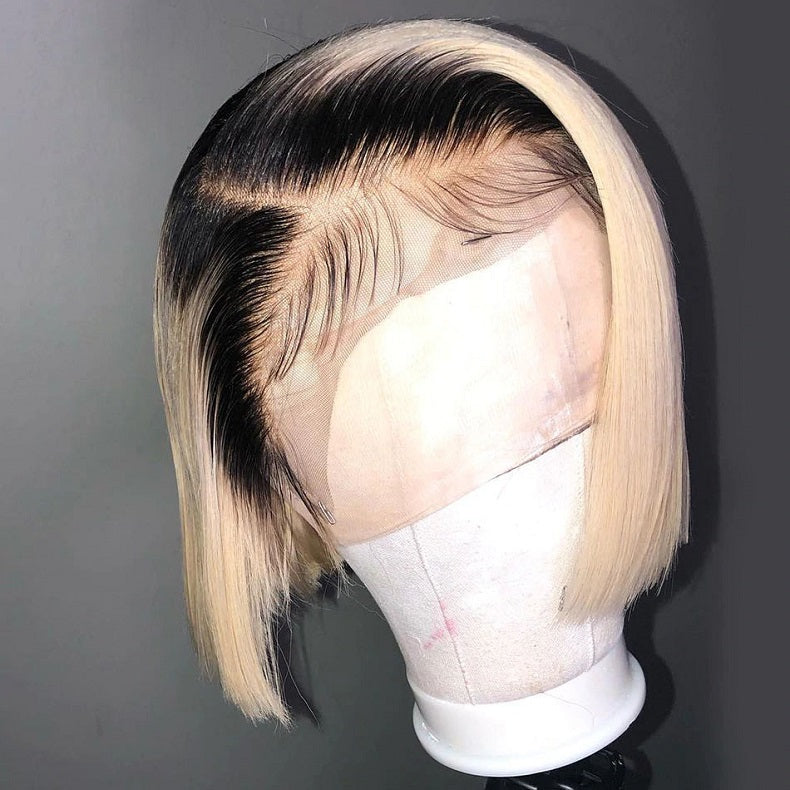 13a Bob Wigs With 1b-613 Color 13*4 Lace Front Wigs Bob 4*4 Lace Wigs With 150% Density Straight Body Wave Customize 7 Days