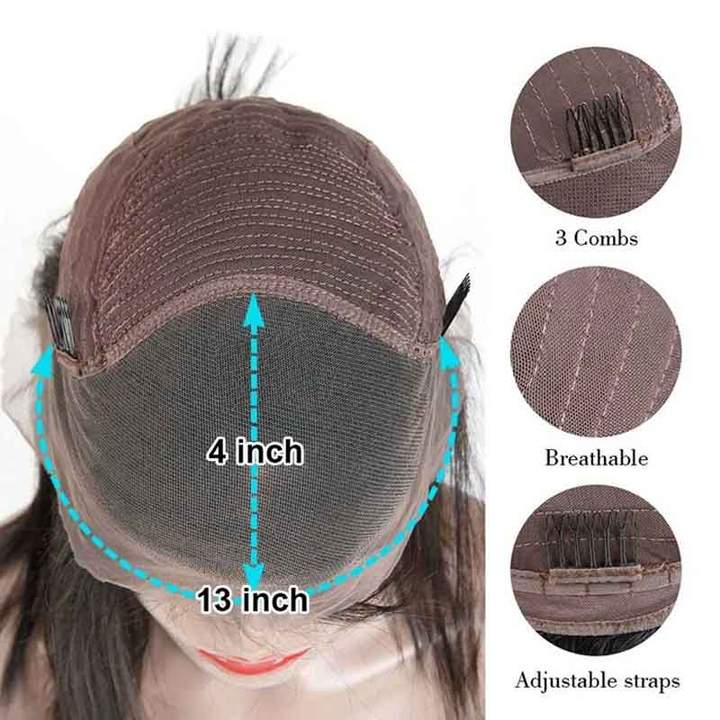 Body Wave Lace Front Wig 13x4 Pre-plucked Lace Human Hair Wig Natural Color