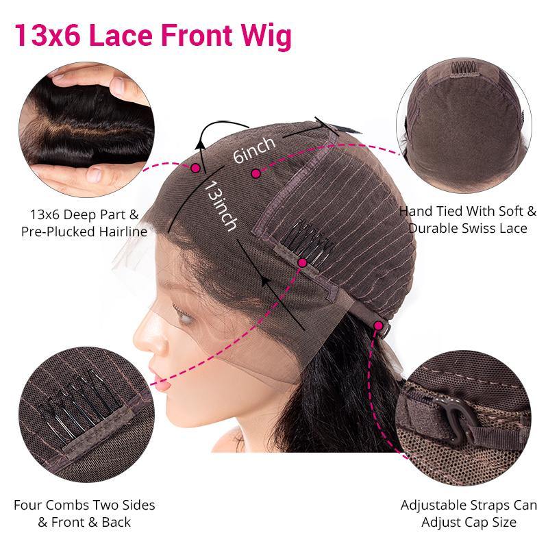13x4 Short Human Hair Wigs 8Inch Pixie Cut Lace Wig 180% Density - uprettyhair