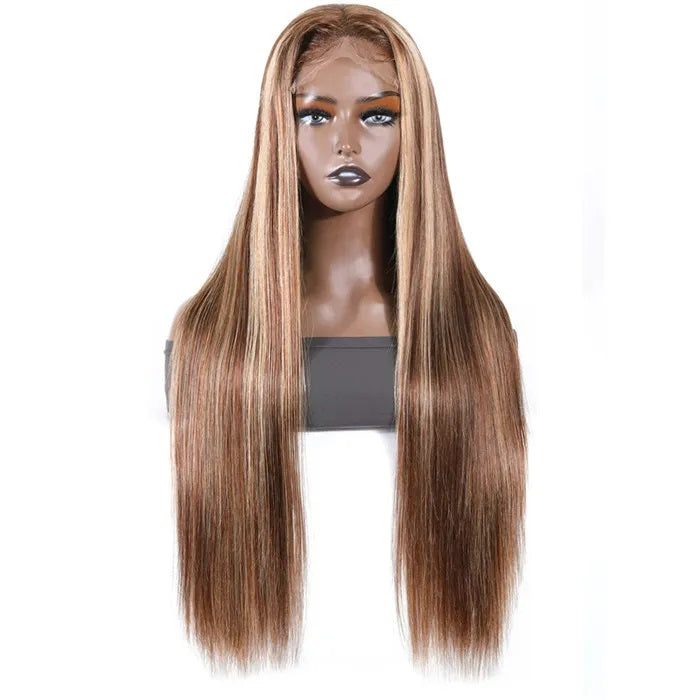 13X4 HD Lace Wigs Human Hair 150% Density Straight Honey Blonde with Highlights