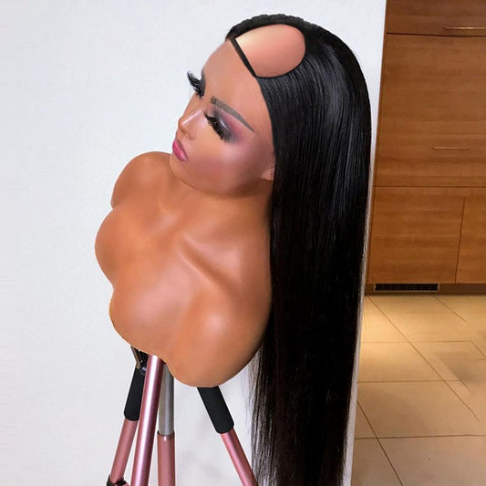 NEW! Glueless Available Natural Black Straight U Part