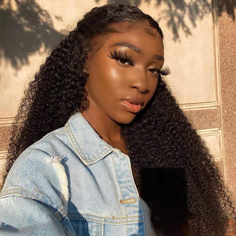 No Tangling! Wonderful Afro Kinky Curly Lace Frontal Wig