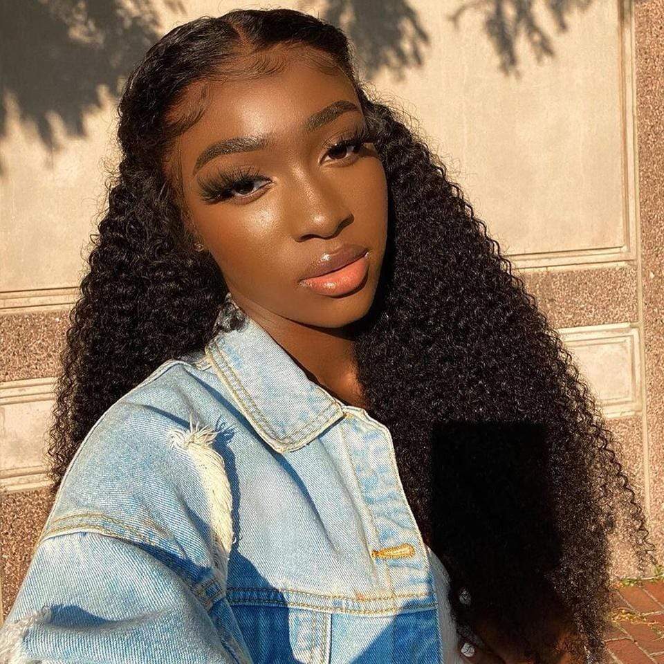 No Tangling! Wonderful Afro Kinky Curly Lace Frontal Wig