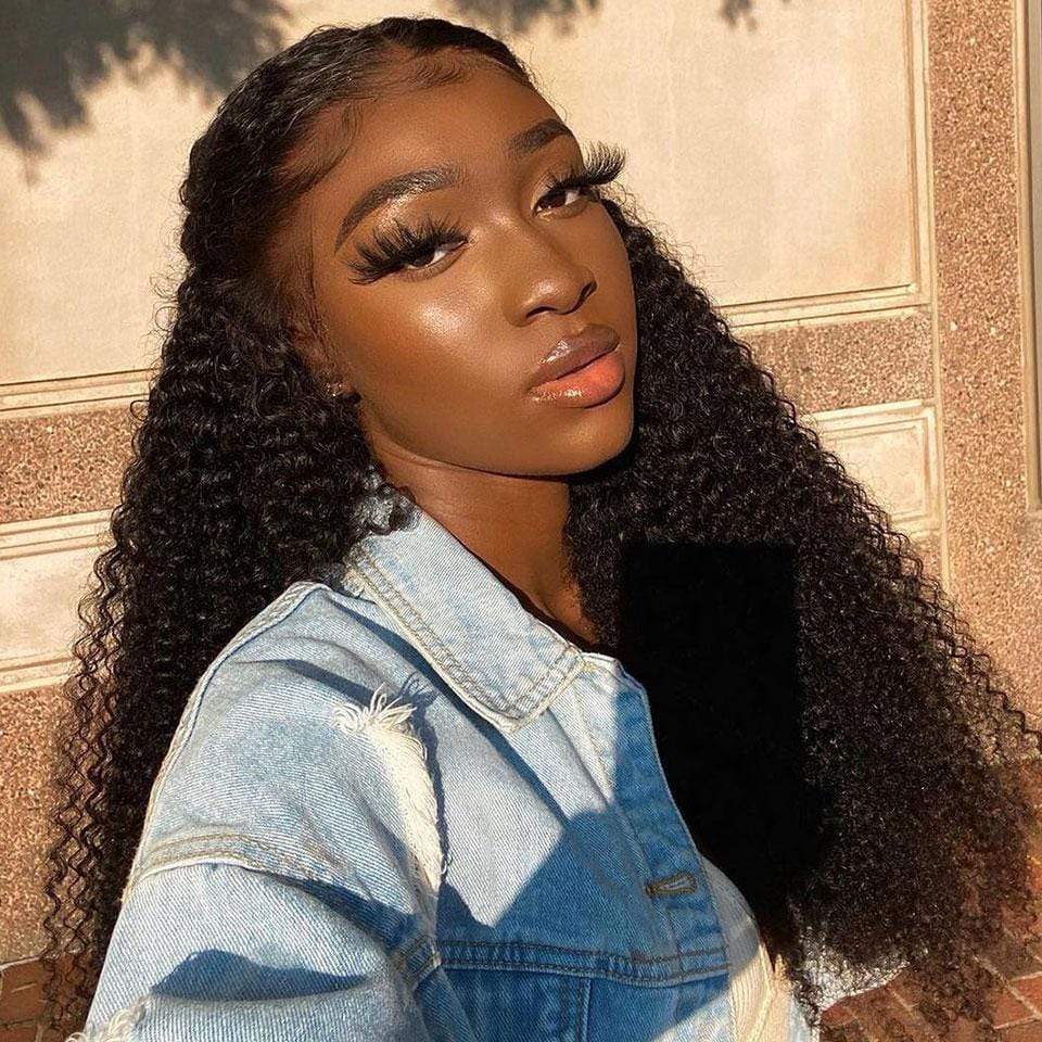 No Tangling! Wonderful Afro Kinky Curly Lace Frontal Wig