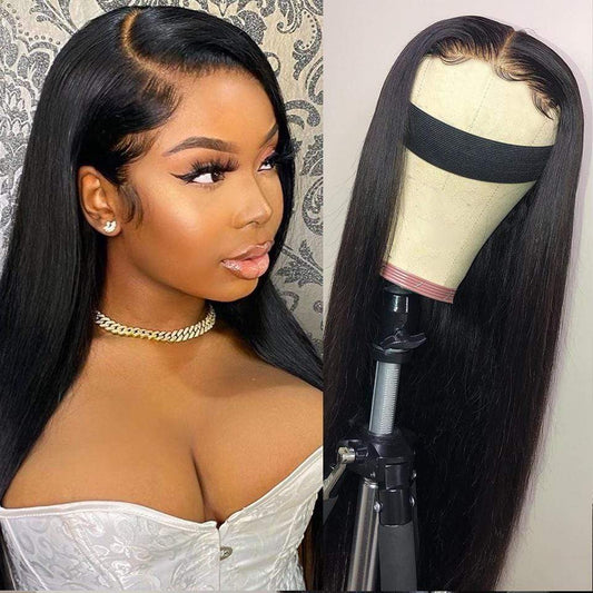 Cardi B Style Natural Black Straight 4*4 Closure Lace Wig 150% Density