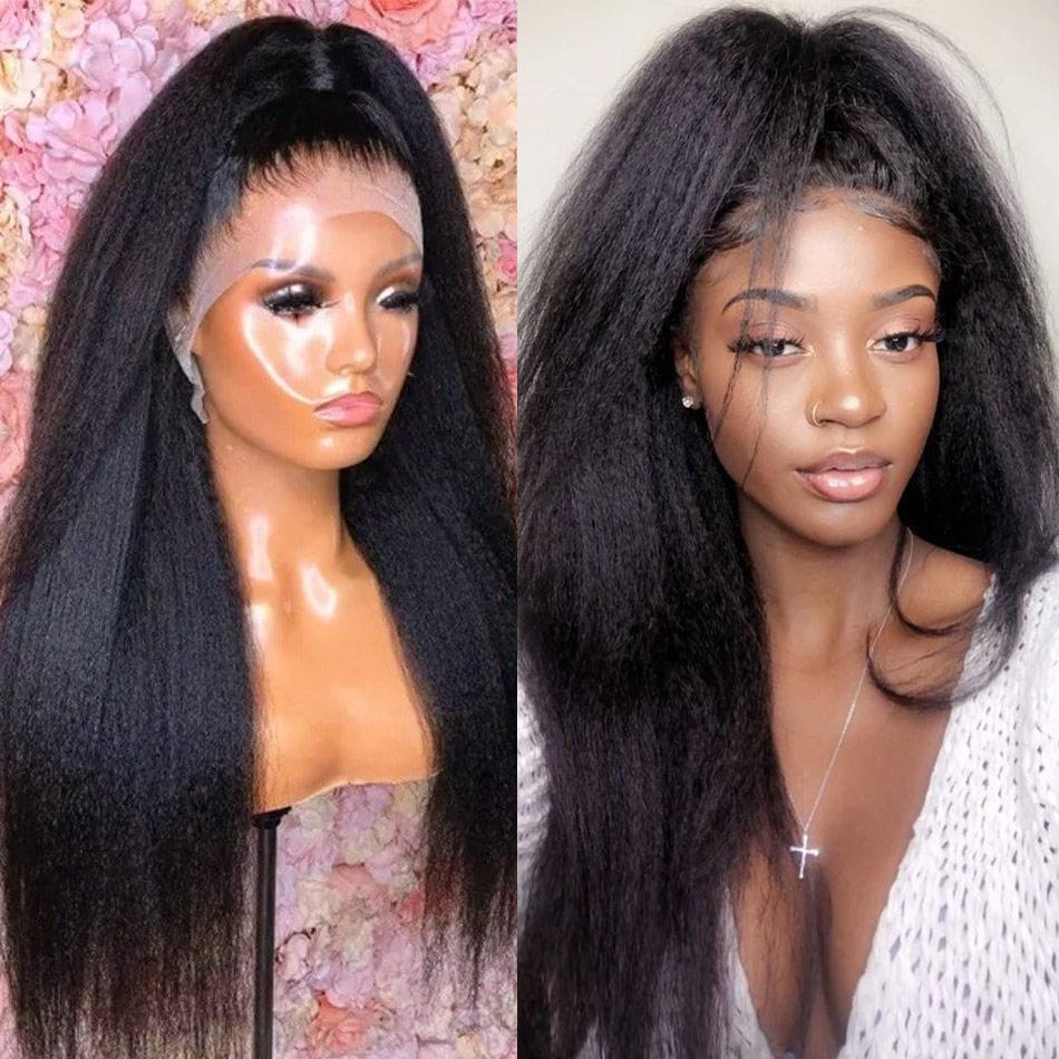Kinky Straight Wave 13x4 Lace Front Wigs Brazilian Virgin Hair