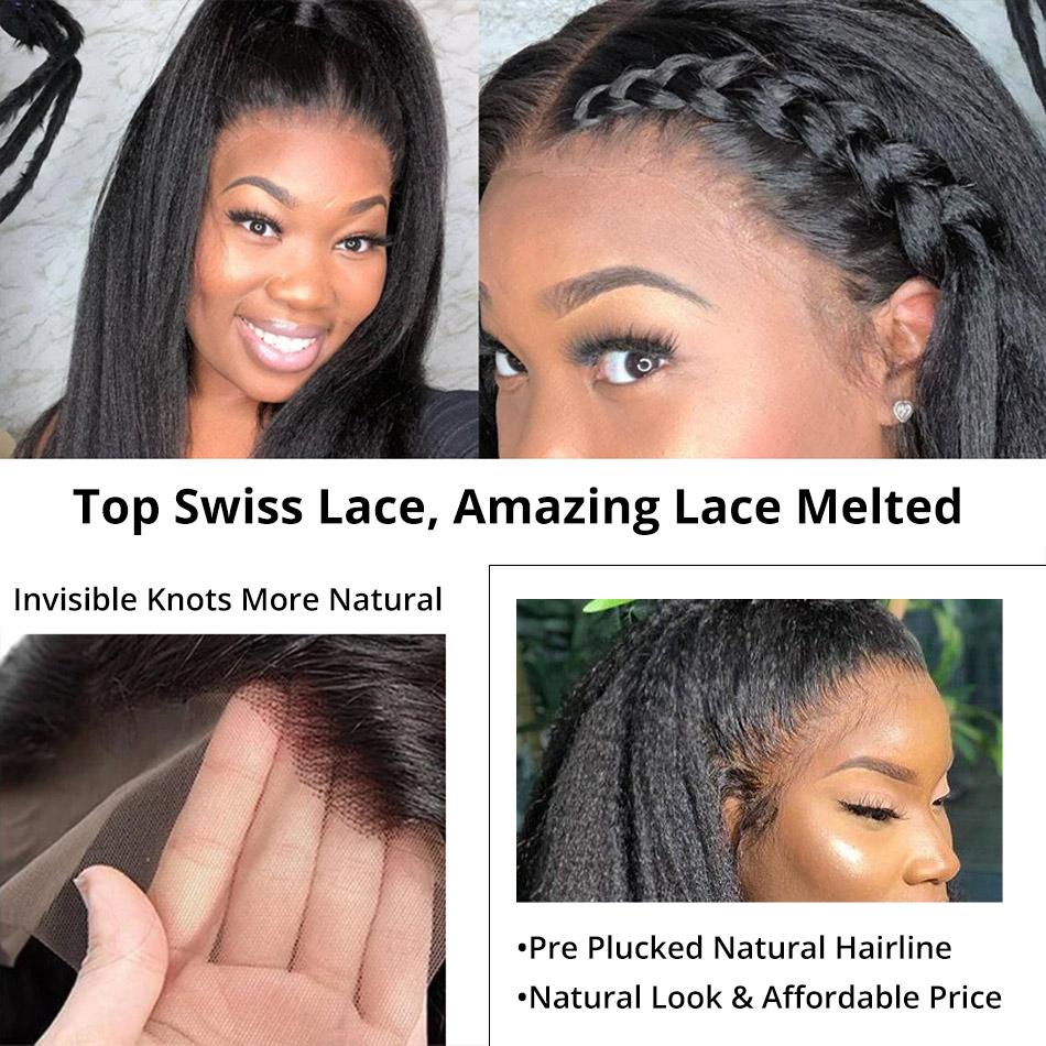 Kinky Straight Wave 13x4 Lace Front Wigs Brazilian Virgin Hair