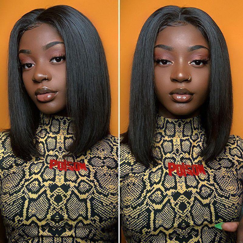 Straight Hair 13x4 Bob Lace Front Wig With Baby Hair 150% Density Wholesale Hair