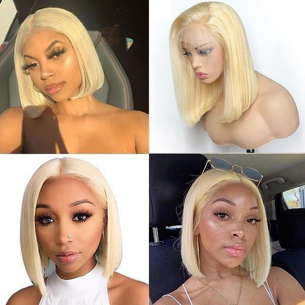 613 Straight Hairstyles 13x6 Bob Lace Wig 150% Density Blonde Hair - uprettyhair