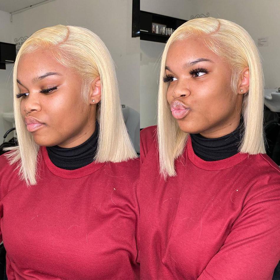 613 Straight Hairstyles 13x6 Bob Lace Wig 150% Density Blonde Hair - uprettyhair