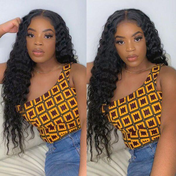 Brazilian Deep Wave Human Hair Wig 13X4 Glueless Lace Front Wigs With Baby Hair Pre-plucked Natural Hairline
