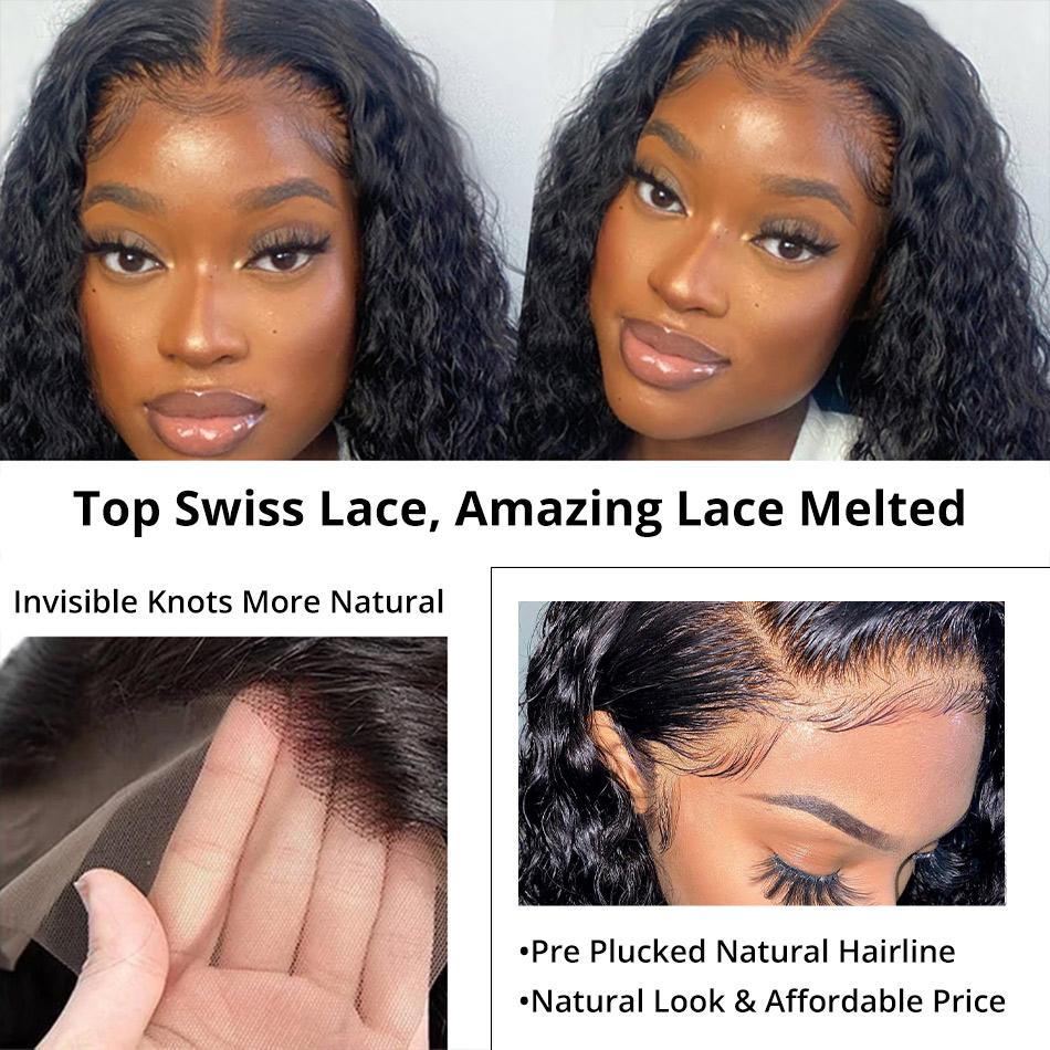 13x4 Lace Front Wigs Water Wave Human Virgin Hair 200% Density Wig With Baby Hair