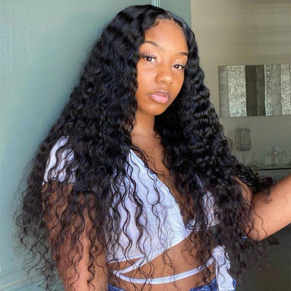 Wavy Lace Wig Lace Front Wigs Deep Wave 200% 250% Density Human Hair Wigs - uprettyhair