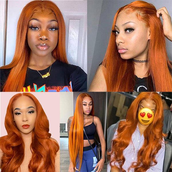 middle part ginger color wig