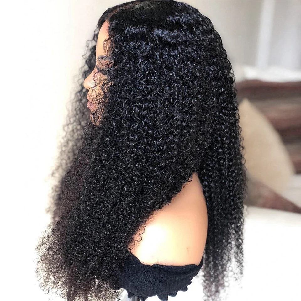 Natural Black Kinky Wave 4X4 HD Lace Closure 13X4 Lace Frontal Wig