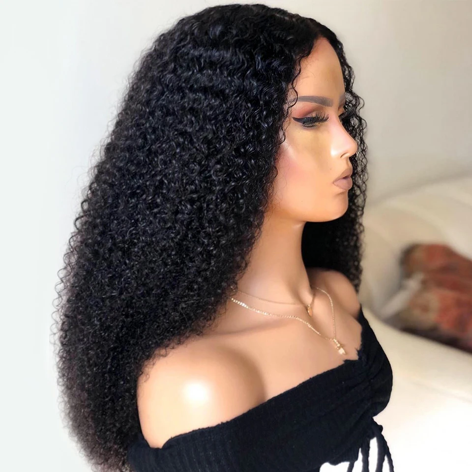 Natural Black Kinky Wave 4X4 HD Lace Closure 13X4 Lace Frontal Wig