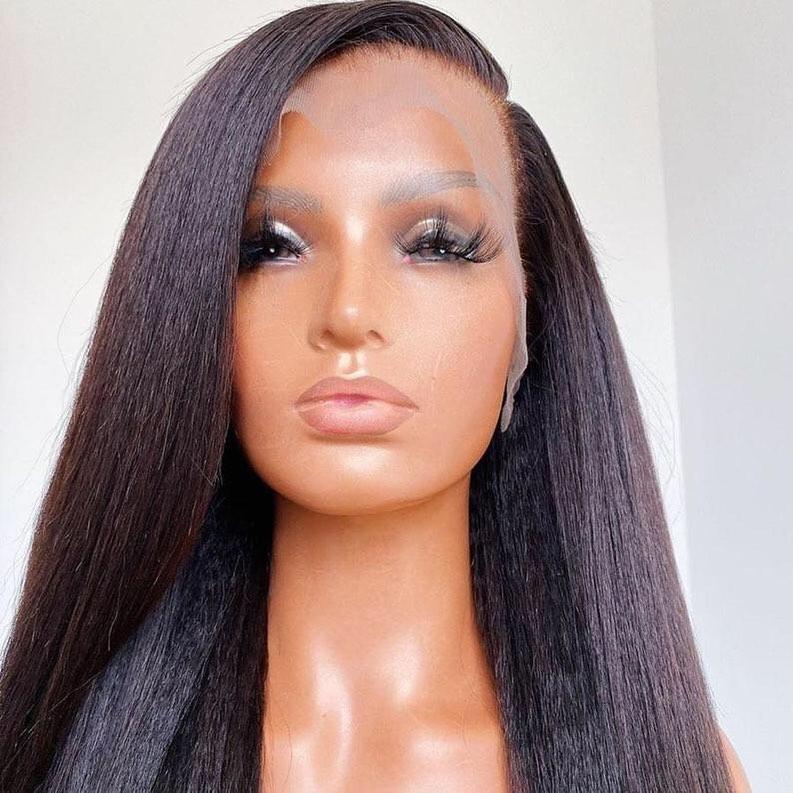 18 Inch-24 Inch Kinky Straight HD Lace 13X6 Lace Front Virgin Human Hair Wig