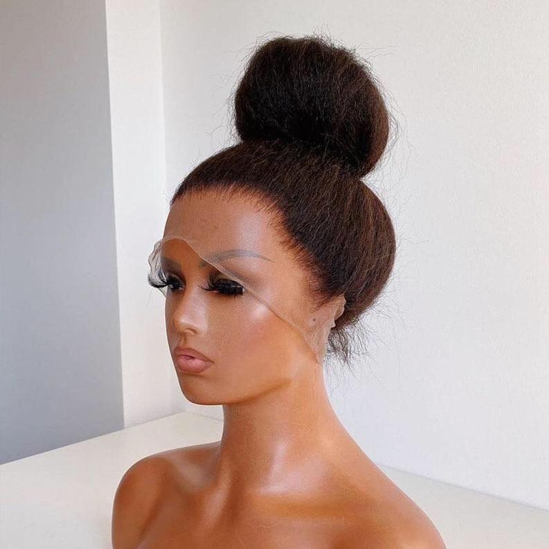 18 Inch-24 Inch Kinky Straight HD Lace 13X6 Lace Front Virgin Human Hair Wig