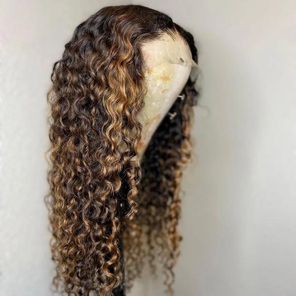 13x4 13x6 HD Lace Front Wigs Curly 150% Density Highlight Ombre Brazilian 【PWC22】 - pegasuswholesale