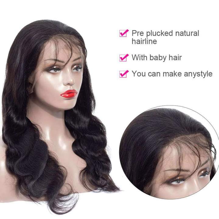 Body Wave Lace Front Wig 13x4 Pre-plucked Lace Human Hair Wig Natural Color