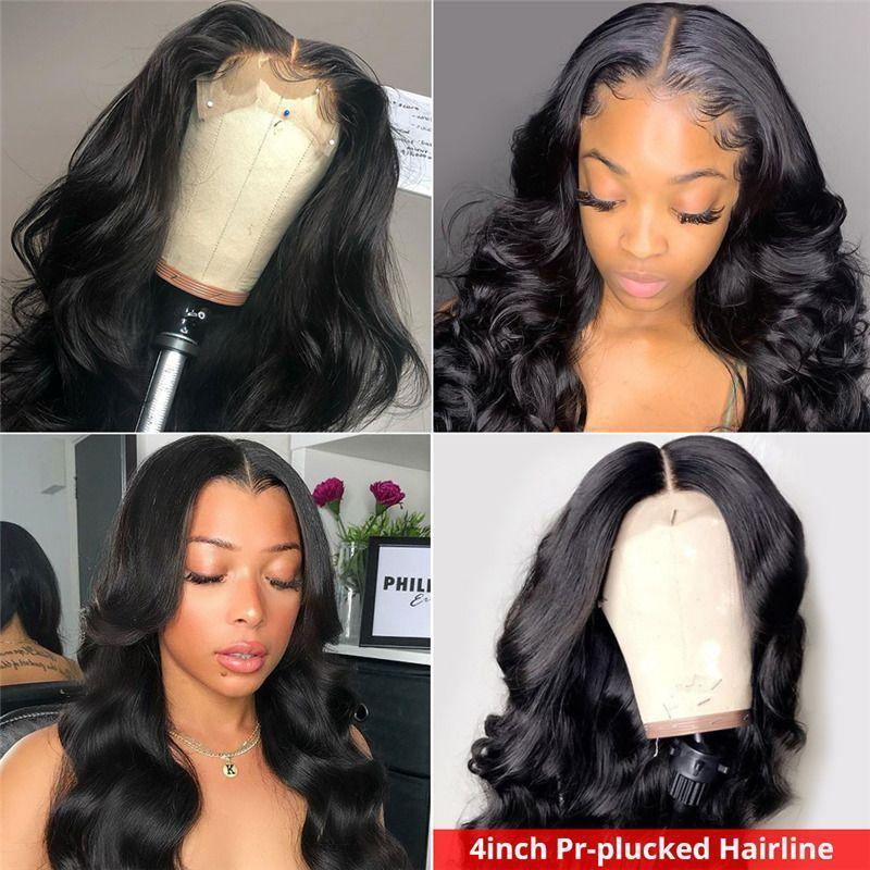 Body Wave 4x4 Lace Wigs Brazilian Human Hair Wigs Body Weave High Quality Wigs - uprettyhair