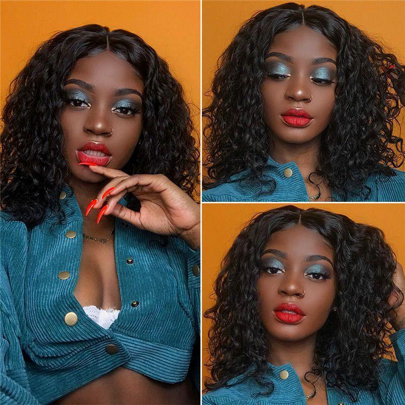 Short Cut Bob 13x4 Lace Wigs Curly Hair 150% Density Virgin Hair - uprettyhair