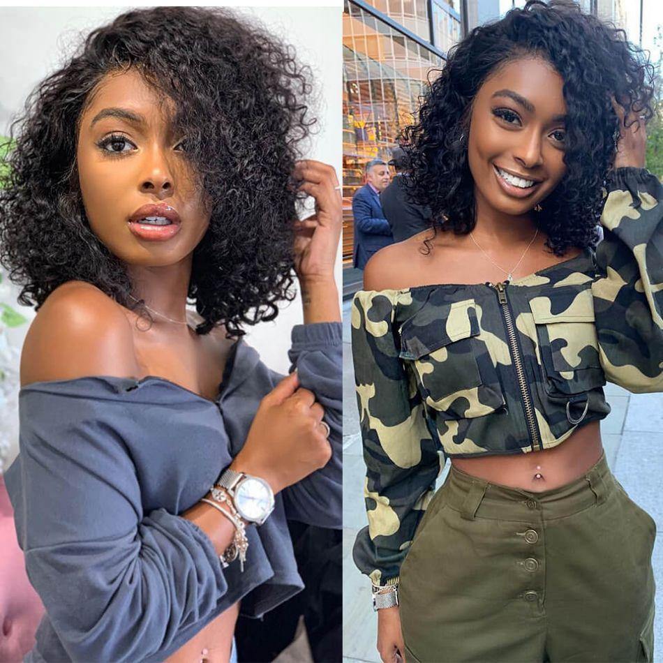 Short Cut Bob 13x4 Lace Wigs Curly Hair 150% Density Virgin Hair - uprettyhair