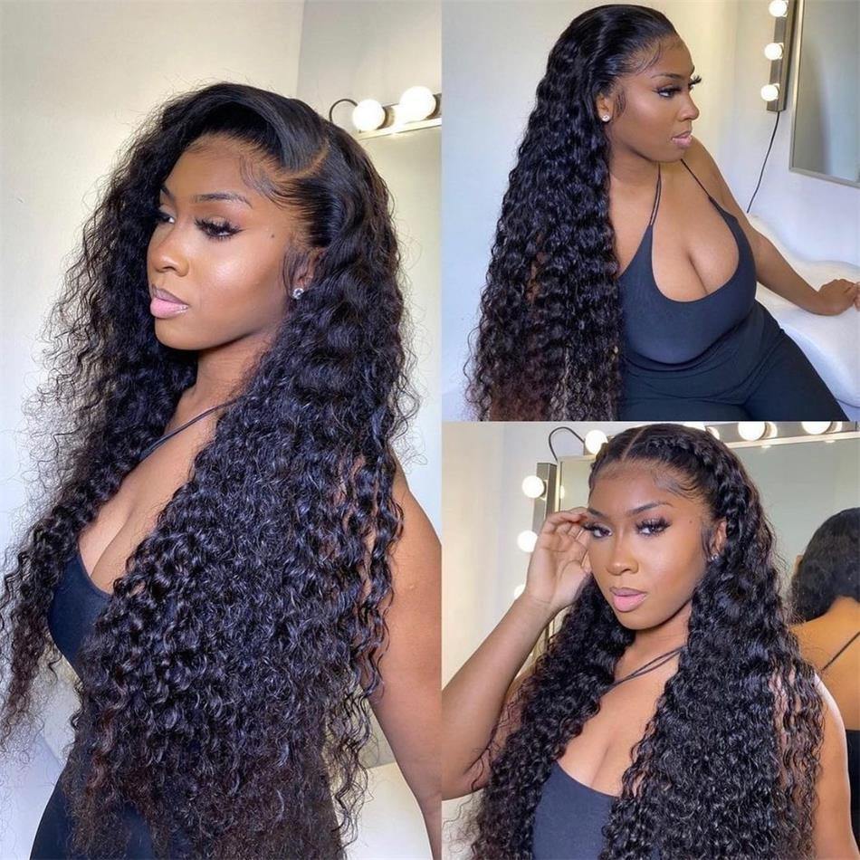Wavy Lace Wig Lace Front Wigs Deep Wave 200% 250% Density Human Hair Wigs - uprettyhair