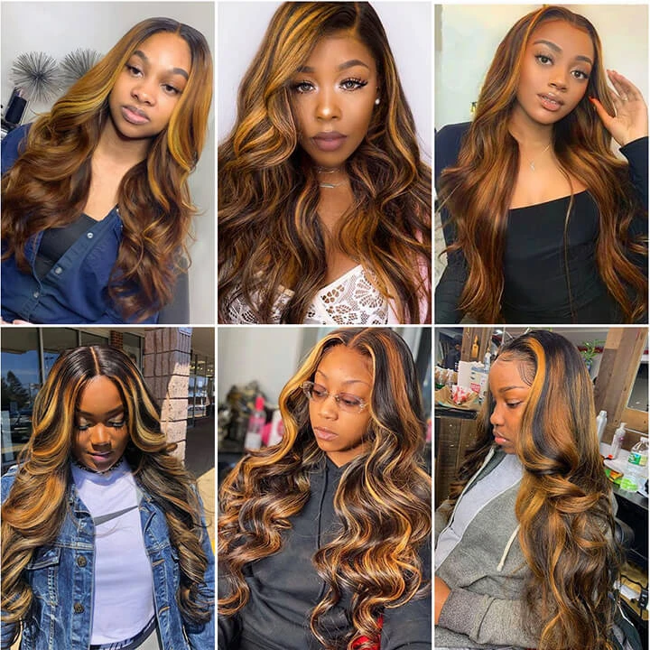 Highlight Body Wave Wigs 4x4/13x4/13x6 Human Hair Lace Wigs Preplucked