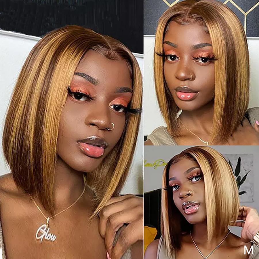 Straight 3x6 Ombre P4/27 Highlight Color Short Bob Wigs - uprettyhair