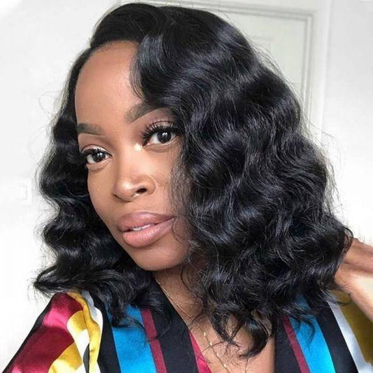 Loose Deep Wave Side Part 180% Density Virgin Human Hair 13x4 Bob Wigs - uprettyhair
