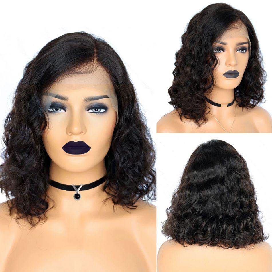 Loose Deep Wave Side Part 180% Density Virgin Human Hair 13x4 Bob Wigs - uprettyhair