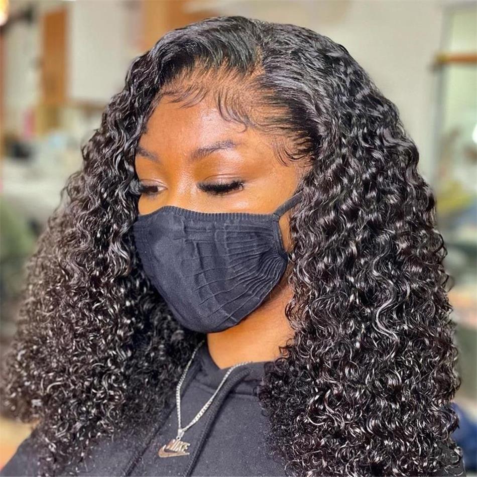 13x4 Lace Front Wig Curly Hair Side Part Bob Wigs 180% Density Natural Color - uprettyhair