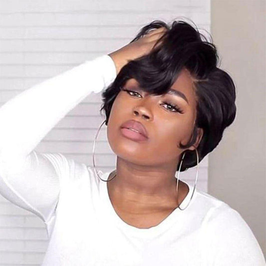13x4 Short Human Hair Wigs 8Inch Pixie Cut Lace Wig 180% Density - uprettyhair