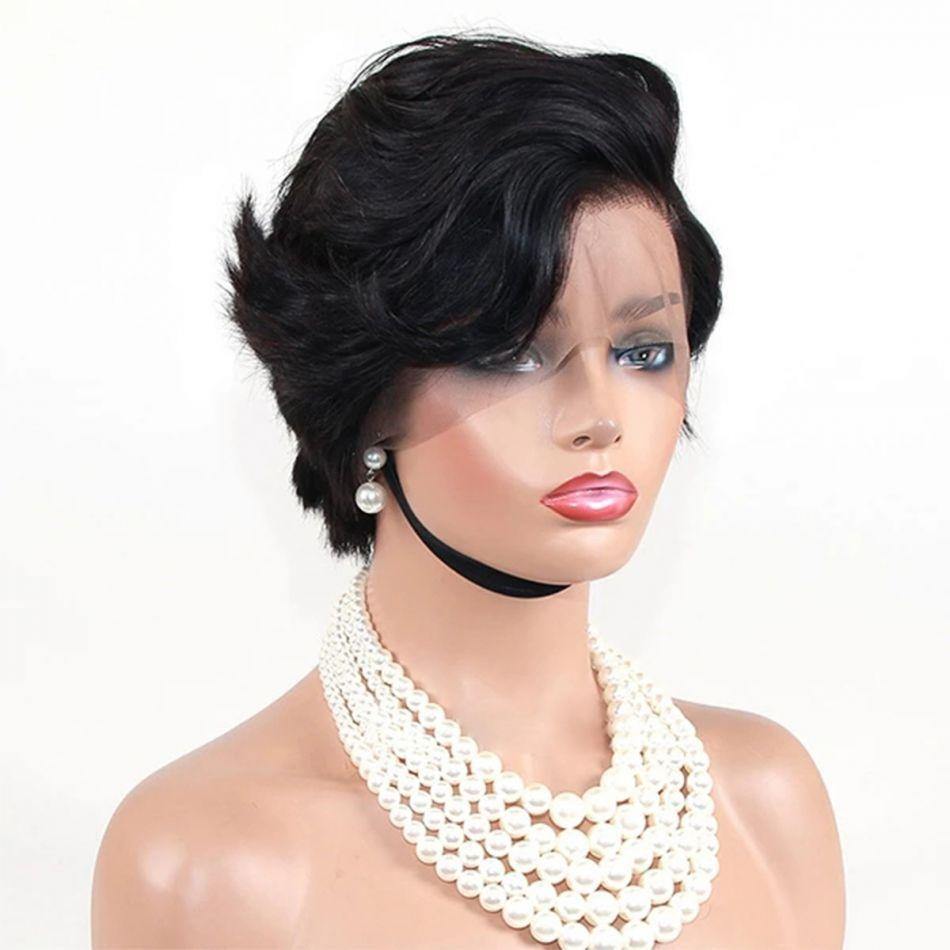 13x4 Short Human Hair Wigs 8Inch Pixie Cut Lace Wig 180% Density - uprettyhair