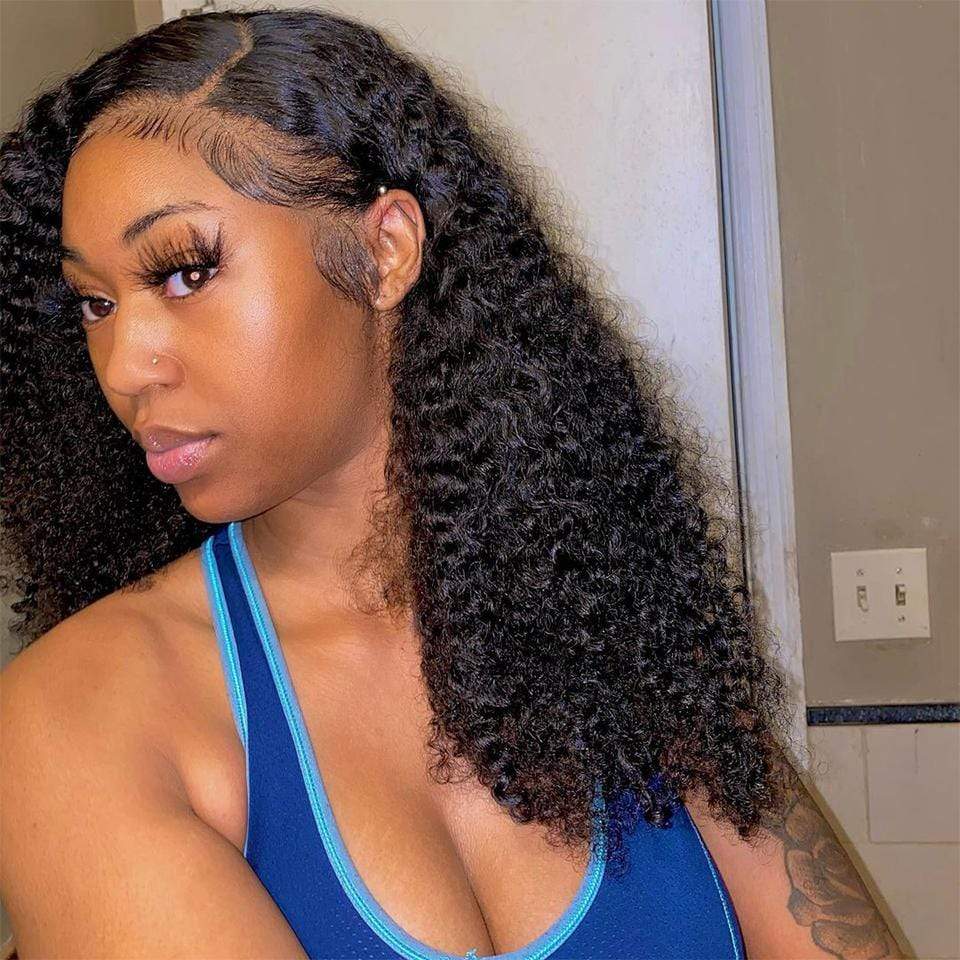 No Tangling! Wonderful Afro Kinky Curly Lace Frontal Wig