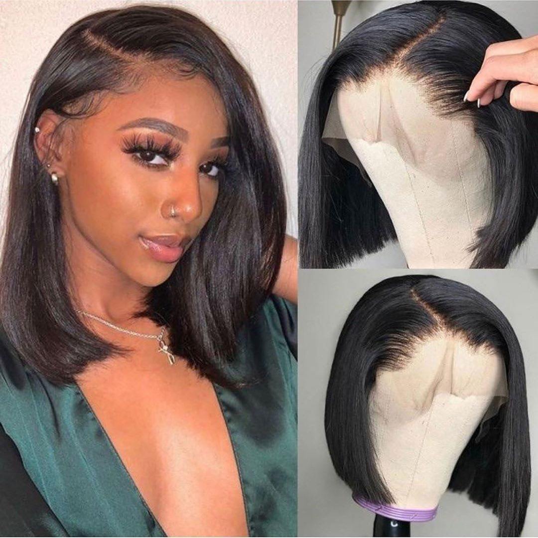 Straight Hair 13x4 Bob Lace Front Wig With Baby Hair 150% Density Wholesale Hair