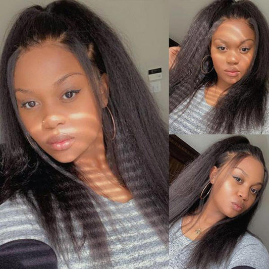 13x6 Lace Wigs Kinky Straight Brazilian Virgin Human Hair Wigs Pre Plucked Hairline With Baby Hair