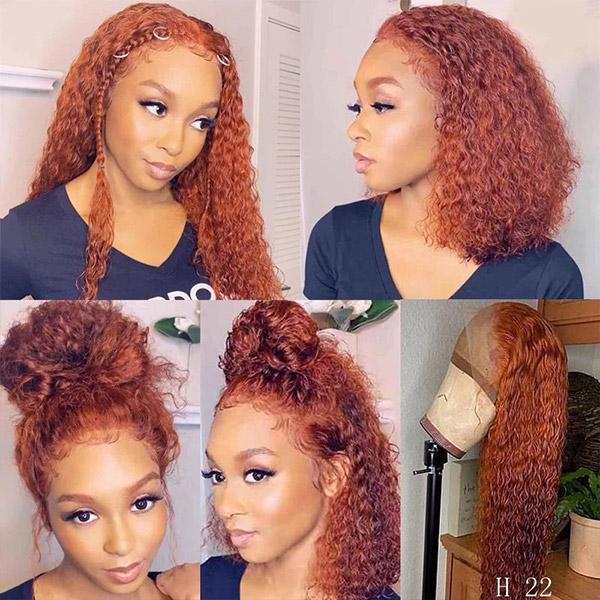 Human Hair Ginger Wig Middle Part