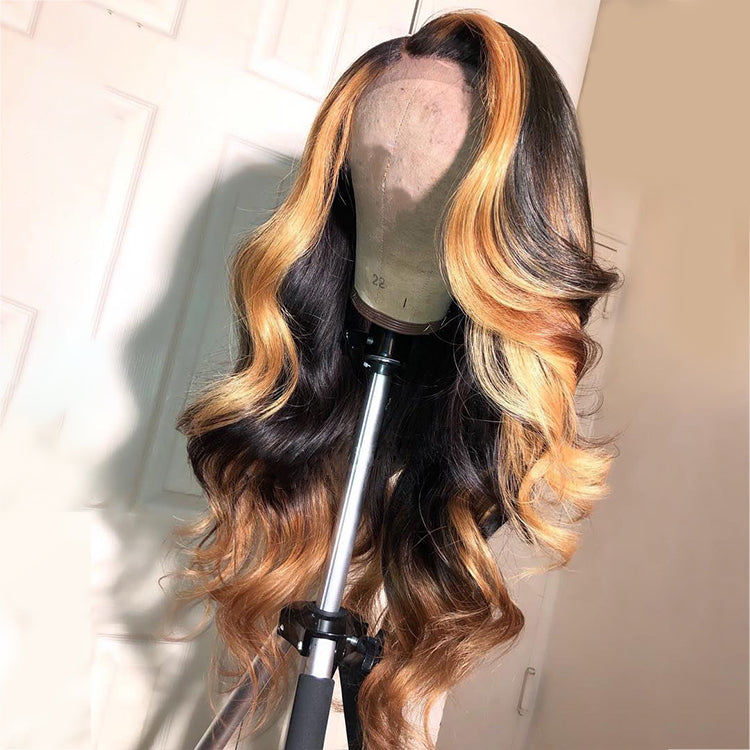 【New In】13A Body Wave Highlight 13*4 Transparent Lace Front Wigs 180% Density Virgin Human Hair Wigs Customize in 7 days!