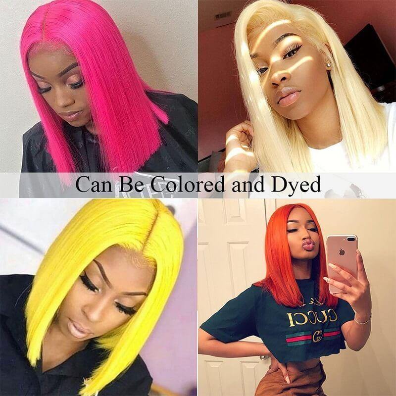 613 Blonde Color Straight Human Hair 4x4 Short Bob Lace Wigs 150% Density - uprettyhair