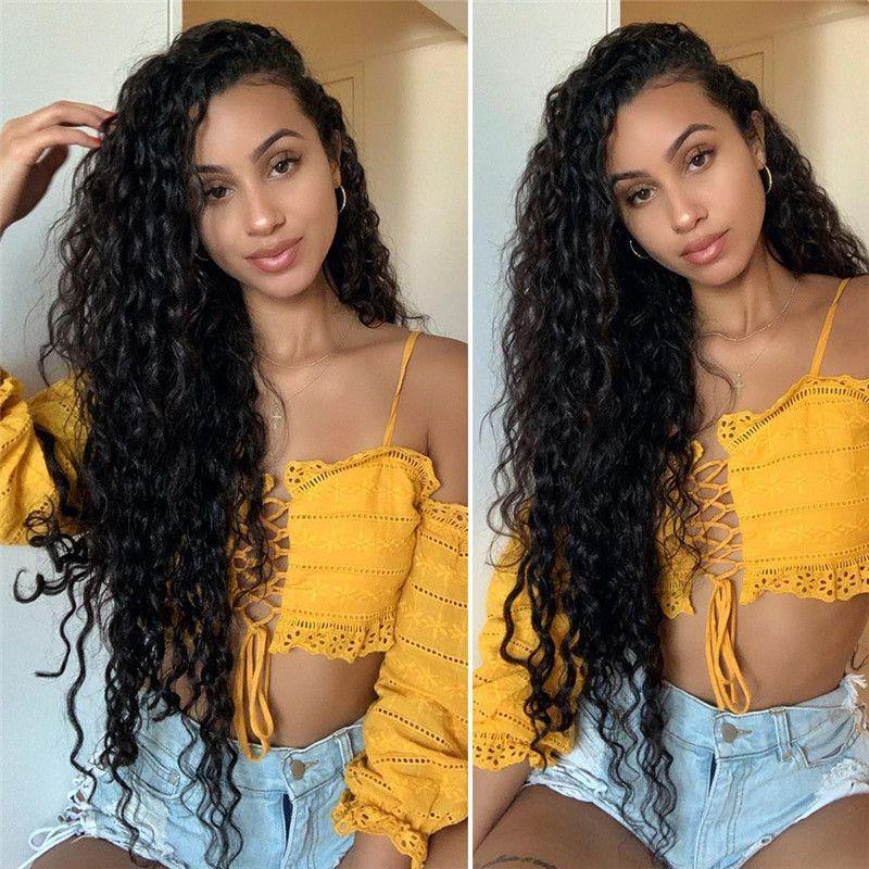 13x4 Lace Front Wigs Water Wave Human Virgin Hair 200% Density Wig With Baby Hair