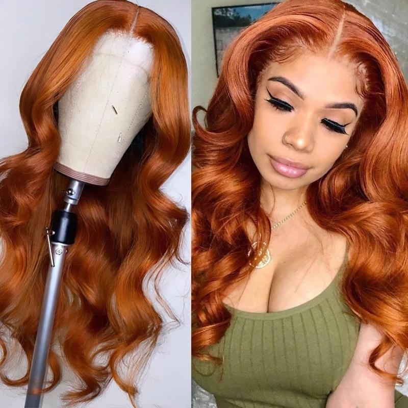 HD lace ginger color body wave wig
