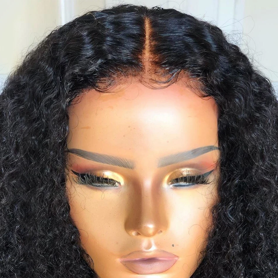 Natural Black Kinky Wave 4X4 HD Lace Closure 13X4 Lace Frontal Wig