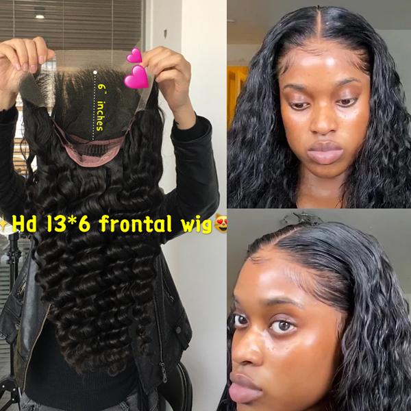 HD Swiss Lace 13x6" Frontal Wigs Deep Wave Human Hair Brazilian - pegasuswholesale