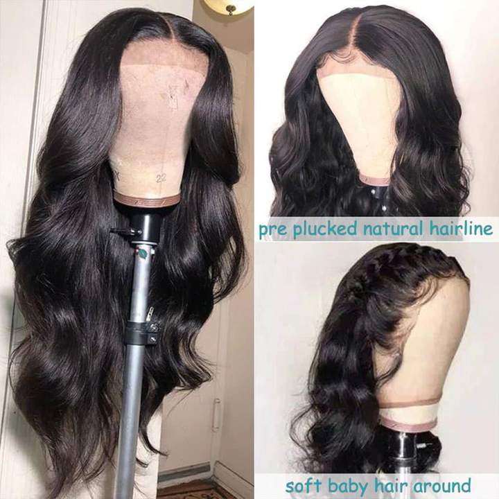 Body Wave Lace Front Wig 13x4 Pre-plucked Lace Human Hair Wig Natural Color