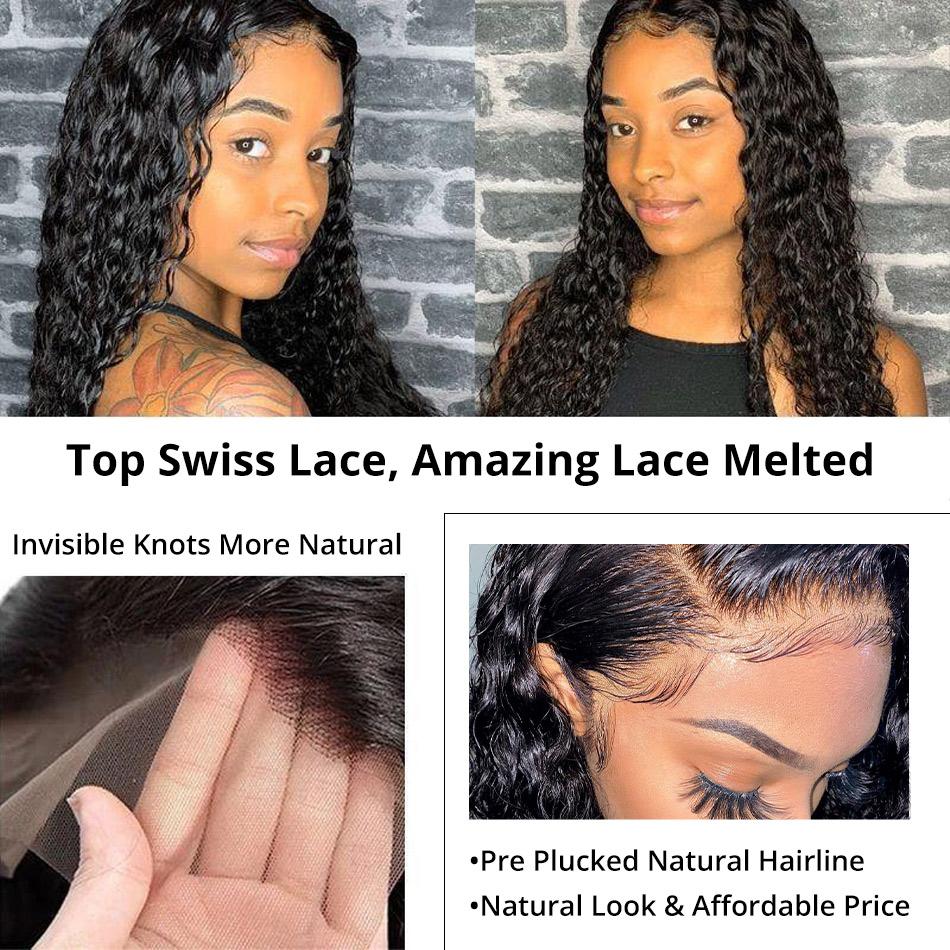 Wavy Lace Wig Lace Front Wigs Deep Wave 200% 250% Density Human Hair Wigs - uprettyhair