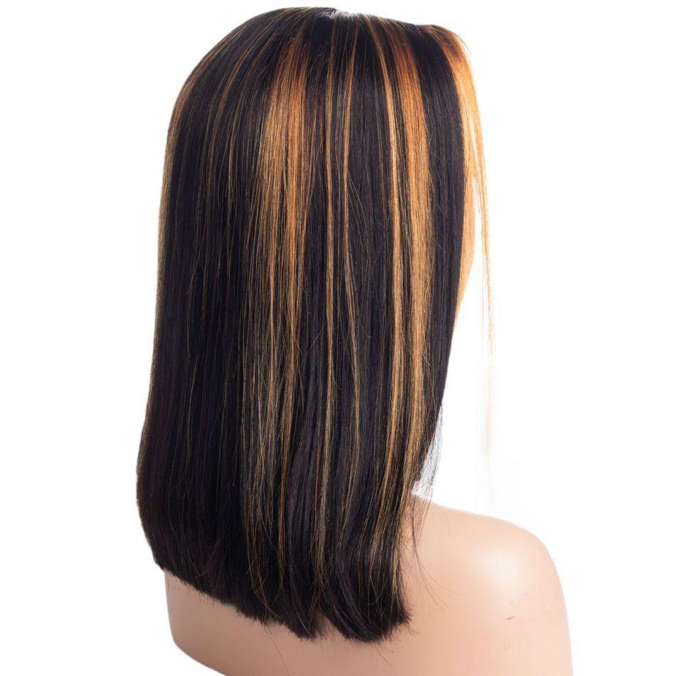 Straight Short Bob MIX Color Highlight 13x4 Lace Front Wigs 150% Density - uprettyhair