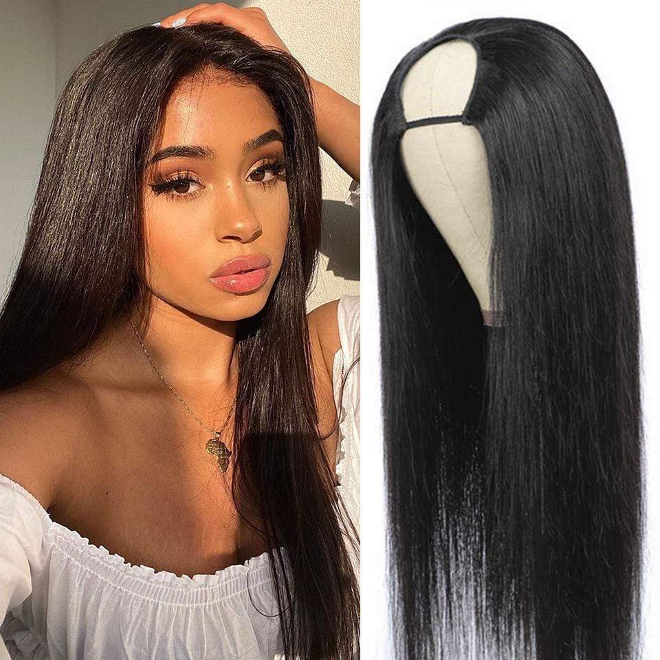 ONLY 22 INCHES HOT SALES |  Glueless Available Natural Black Straight U Part