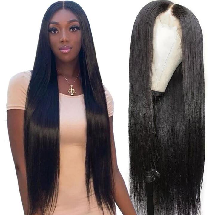 Glueless 4X4 Lace Closure Straight Wig 100% Human Hair Lace Closure Wig